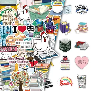 Reading Book Themed Sticker, 50pcs/set Creative Graffiti DIY Decorative Sticker, DIY Decals for Scrapbooking, Journaling, Gift Wrapping