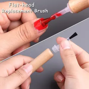 Double-ended nail replacement brush set, detachable wooden handle nail brush, professional nail salon use color glue brush, multi-functional nail polish brush head, nail polish brush replacement brush, nail cleaning brush