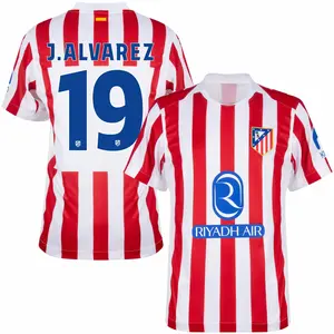 Unisex SSoccer/Football Atletico Madrid Team Julian Alvarez 19 Champions Language/La Liga 2025/26 Home/Away Replica Jersey - Red