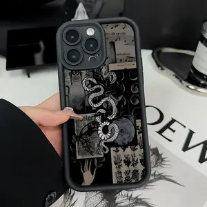 Case for iPhone 16 Pro Max 15 Plus 14 13 12 11 XS XR Snake Pattern Anti-Scratch Shockproof Soft Silicone Protective Cover Gifts for women men girls boys