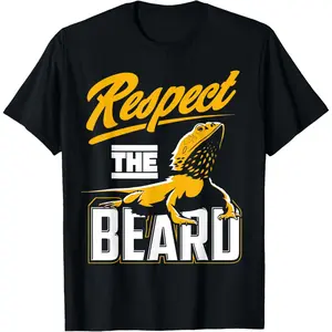 100% Cotton Respect The Beard - Pogona & Bearded Dragon T-Shirt