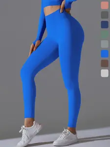 Women's Solid High Waist Sports Leggings, High Stretch Leggings, Sporty Comfy Breathable Skinny Pants for Yoga Gym Workout Running, Ladies Sportswear for All Seasons, Womenswear