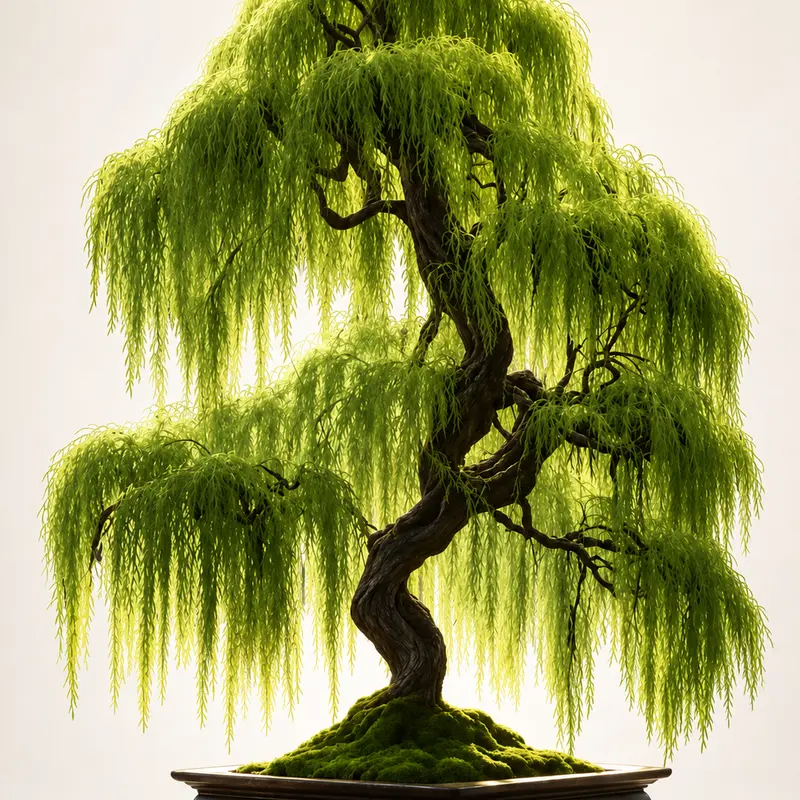 CZ GRAIN Eversong Weeping Willow Bonsai Tree Cutting - Thick Trunk, Fast Growing, Grow-At-Home Potted Topiary Tree, Indoor Live Houseplant, Ideal Gift for Gardening Enthusiasts