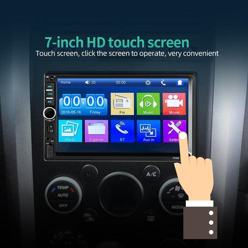 Double Din Car Stereo Car Radio with Bluetooth 7 Inch Touch Screen FM Radio Link USB 2 Din Car Audio Receiver Remote Control Steering Wheel Control Backup Camera