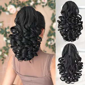 16Inch Curly Wavy Claw Clip Ponytail Hair Extensions ,Heat-Resistant Synthetic Hair, for Women Ponytail Hairpiece For Daily Use