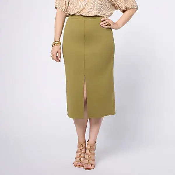 Vivica A. Fox Collection Front Slit Elastic Waist Pull-On Crepe Skirt