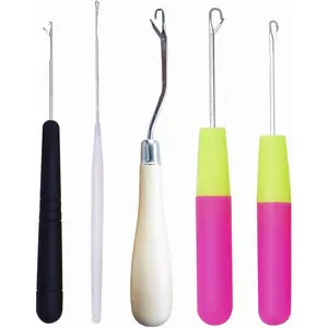 Pack of 5 Different Sizes Latch Hook Crochet Needle Hook Tools for Braid Hair, Scarf Carpet Making and Other Crafts