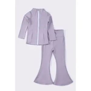 Grey girl active flare pants set