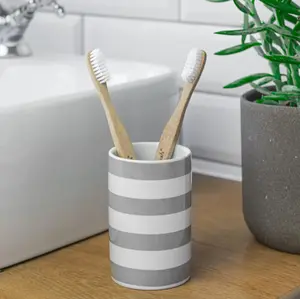 Grey Stripe Toothbrush Tumbler