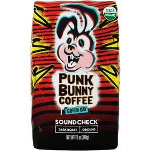 12 oz Soundcheck Ground Coffee, Dark Roast, by Punk Bunny Coffee