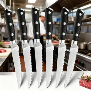 1/3/6-piece steak knife set, Serrated steak knives - European style stainless steel steak knife set - knife for daily cutting of steaks - food-grade gear knife - Kitchen cooking accessories