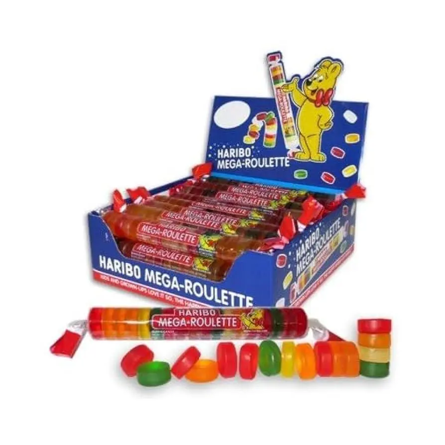 Haribo Mega Roulette Fruit Flavor Gummy Candy 1.58oz 24 ct