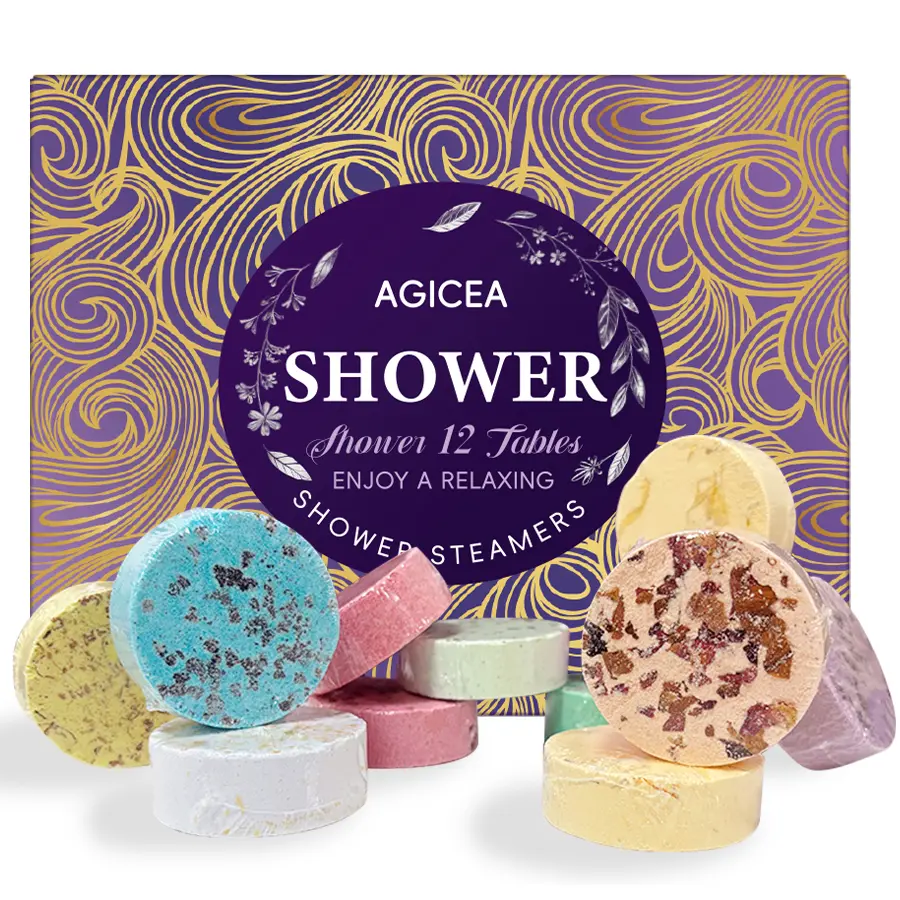AGICEA Shower Steamers Gift Set, 12 Scented Non-Toxic Body Care Tablets with Moisturizing Shea Butter for Soothing Relaxation & Skin Repair