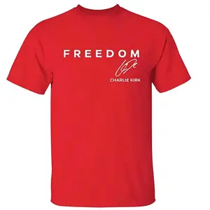 Charlie Kirk Freedom T-Shirt With Signature, Freedom Shirt, Charlie Kirk Tee, Minimalist Tshirt, USA Graphic Tee, Free Speech Top Patriotic Shirt