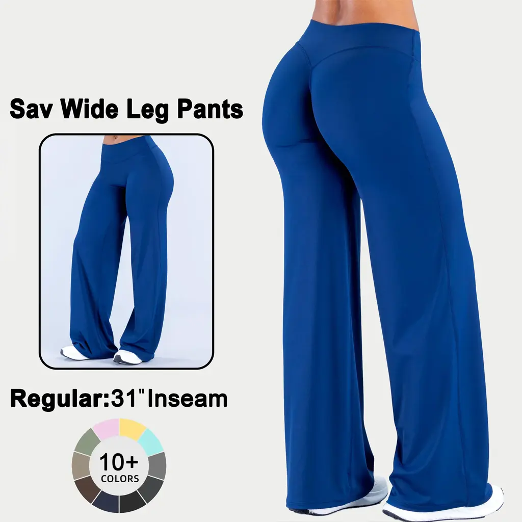 DEEFY Sav Wide Leg Pants High Waisted Flare Yoga Pants Tummy Control Butt Lifting Leggings Workout Gym Athletic Lounge Pants Women Spandex
