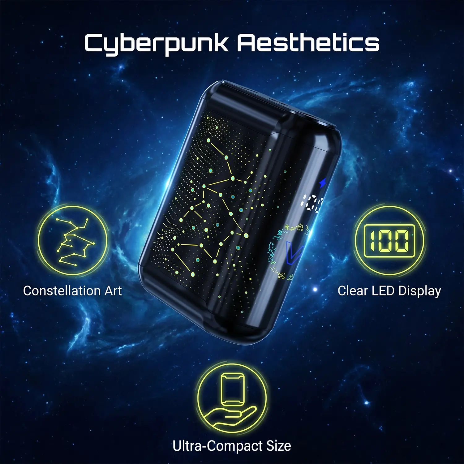 Starry Sky LED Power Bank 5000mAh - Portable Fast Charger with 3D Galaxy Light for iPhone Android