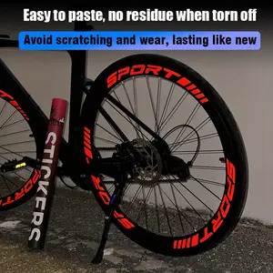 12PCS/SHEET front and rear wheel Tire riding sticker, laser reflective night travel safety logo sticker 40cm s-port decorative decal