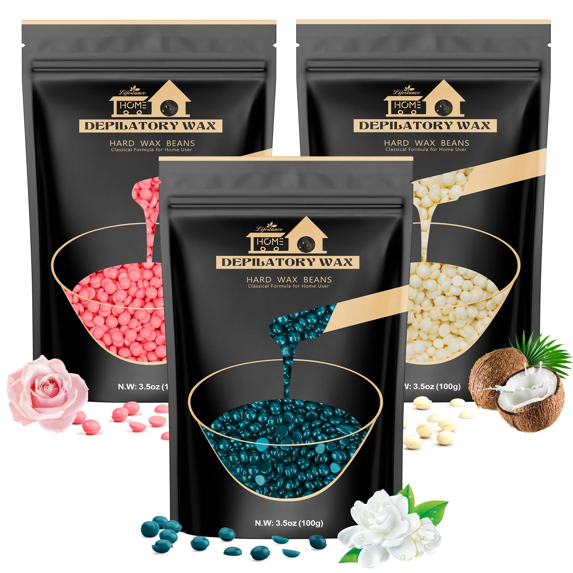 Lifestance Brazilian Bikini Hard Wax Beads 300g, Pearl Refill Wax Beads for Wax Warmers, Gentle Hair Removal for Face Body Legs, Self Waxing Body Care