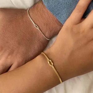 Simple and stylish all-match personality knot snake chain bracelet daily hand-woven couple bracelet  souvenir