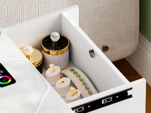 FREDEES LED Nightstand - with RGB Light, Night Stand with a Lockable Hidden Drawer and 2 Drawer, Smart Bedside Table with Auto Sensor, USB&Type-C for Bedroom, Modern Sofa End Table FREDEES LED Nightstand - with RGB Light, Night Stand with a Lockable Hidden Drawer and 2 Drawer, Smart Bedside Table with Auto Sensor, USB&Type-C for Bedroom, Modern Sofa End Table
