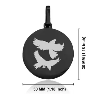Stainless Steel Viking Odin’s Ravens Round Medallion Pendant
