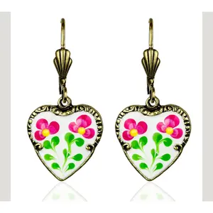 Anne Koplik Floral Heart Dangle Earrings
