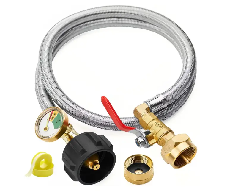 Propane Refill Adapter Hose with Gauge & Control Valve! Extend, Refill, & Fill 1lb Bottles from 20lb Tanks with Ease! Outdoor Heaters
