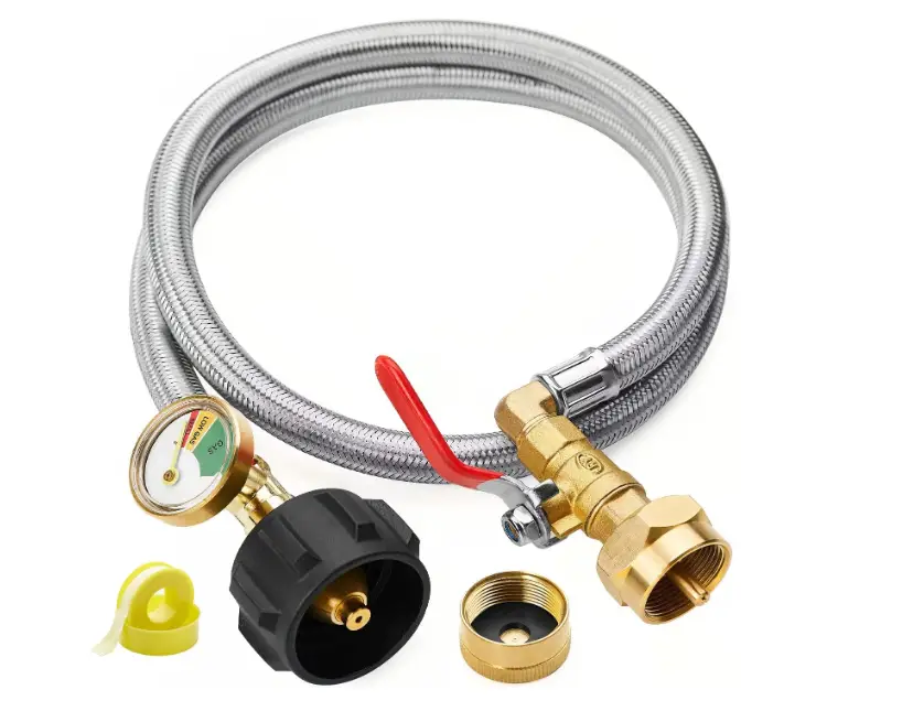 Propane Refill Adapter Hose with Gauge & Control Valve! Extend, Refill, & Fill 1lb Bottles from 20lb Tanks with Ease!