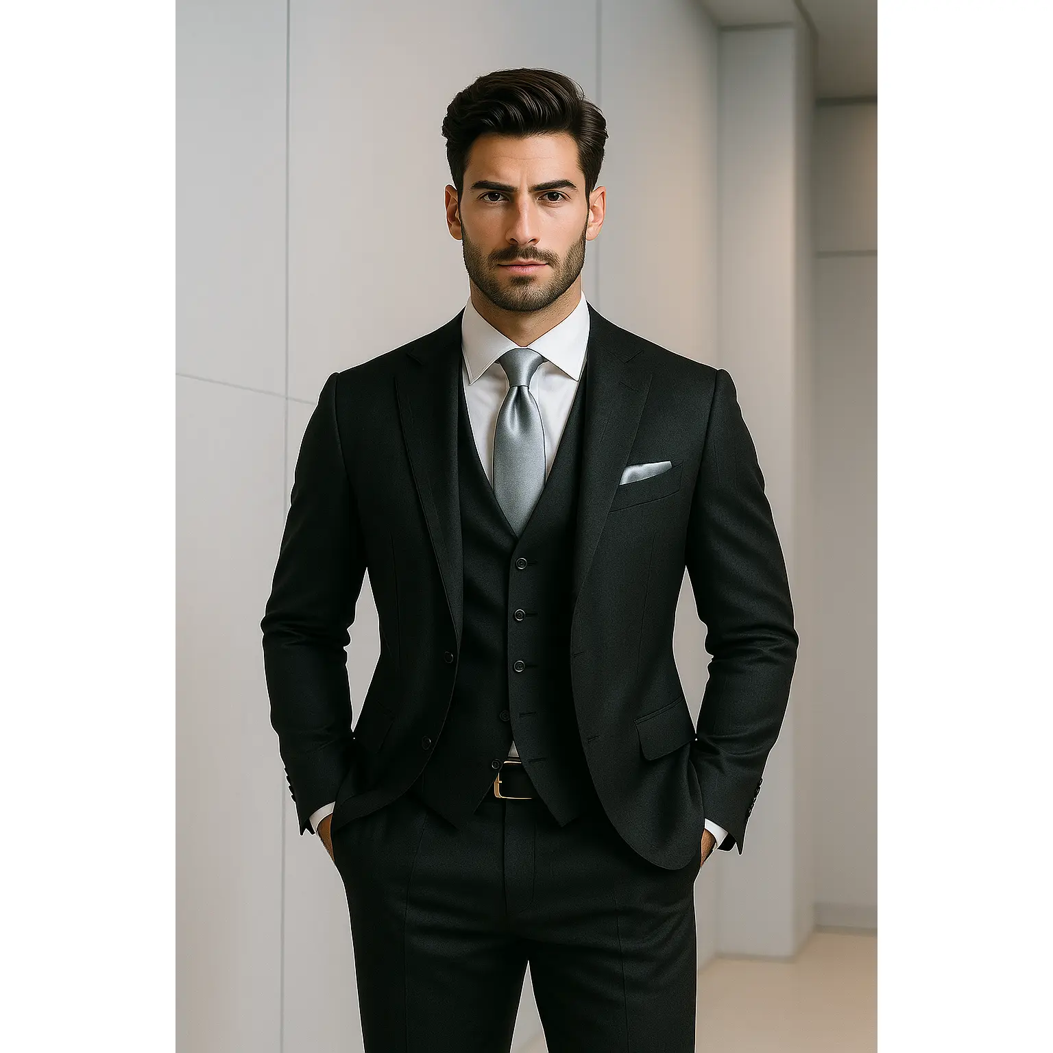 The Charcoal Classic – Charcoal Suit with Classic Accents