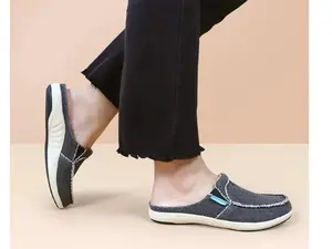GeckoMan Women Arch Support Canvas Slipper Loafers -Black Footwear Boy Walking Shoes Shoe Slide Comfort Casual