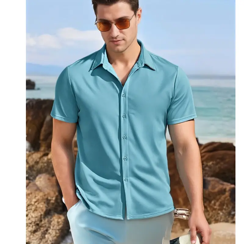 Men's Shirts Casual Wrinkle Free Shirts Short Sleeve Button Down Summer  Stretch Dress Shirt Gift Ideas - TikTok Shop
