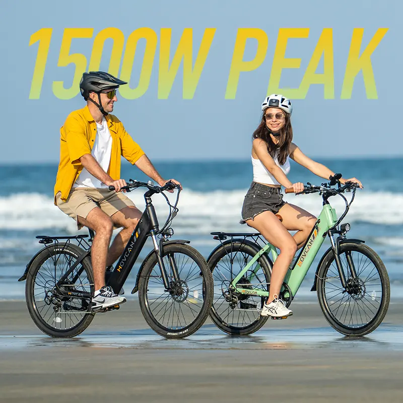 【SummerVibes】Movcan V80 Adult City Cruiser Ebike - Spring Deal, 1500W Peak Power Motor, 28MPH High Speed, 48V 13Ah Removable Battery, 26'' Wheels, 70 Mi Range, 7-Speed, Dual Brakes, Bike Handlebar, for Commuting