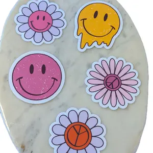 Peace and Smiles Sticker Set - 2 Pack with Retro Fun Designs and Colorful Faces Stickers 2.5in