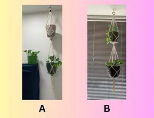 Macrame Double Plant Hanger Handmade Hanging Macrame Planter Double Planter for Home Decor Options A & B