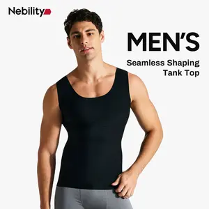 Nebility Men’s Shapewear Tank Top – Seamless Body Shaper Vest, 300g High-Stretch Fabric, Slimming & Tummy Control Undershirt, Breathable Lightweight Support