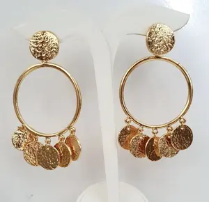 Bande de Vagabonds Gold colored Turkish hoop and coin gypsy earrings. Ethnic