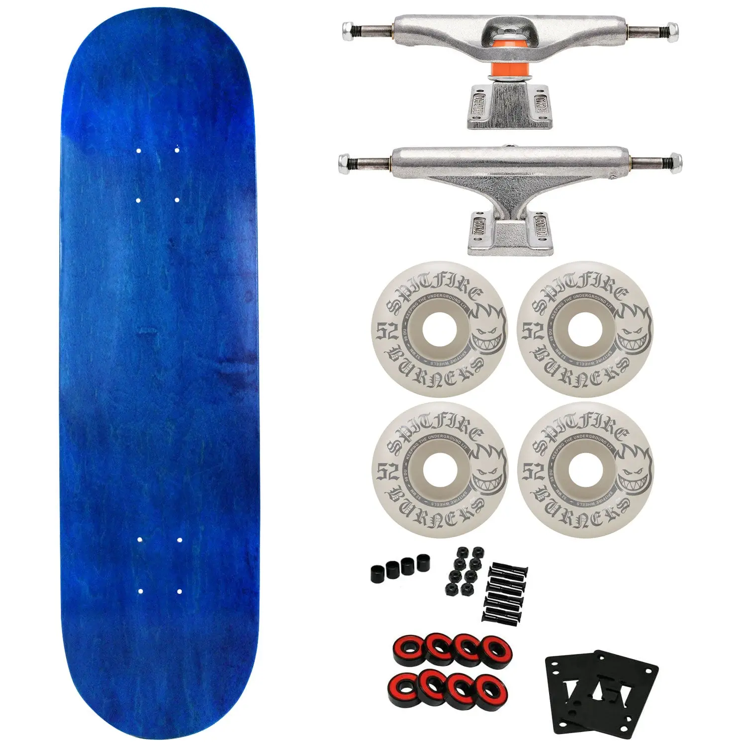 Moose Canadian Maple Skateboard Blue 7.75" with Independent Trucks, Spitfire Wheels