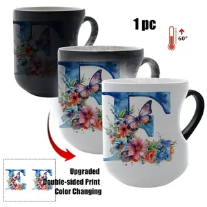 Color-Changing Ceramic Mug with Butterfly and Flowers Design, Ceramic Printed Drinkware, 11 Oz/330ML, Ideal Gift for Holidays & Special Occasions