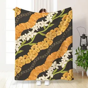 Floral Pattern Flannel Blanket, Floral Print Blanket, Soft Throw Blanket, Air-conditioned Room Blanket, Warm Nap Blanket for Home & Office, Gift for Girls