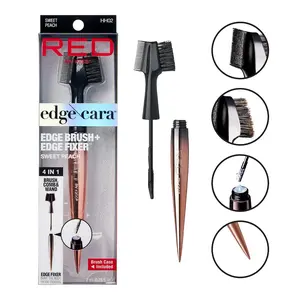 Red by Kiss Edge Cara 4-in-1 Edge Hair Styling Brush & Edge Fixer, Brush Comb & Wand, 100% Boar Bristles Edge Control, Rat Tail Tool, Fine Tooth Comb