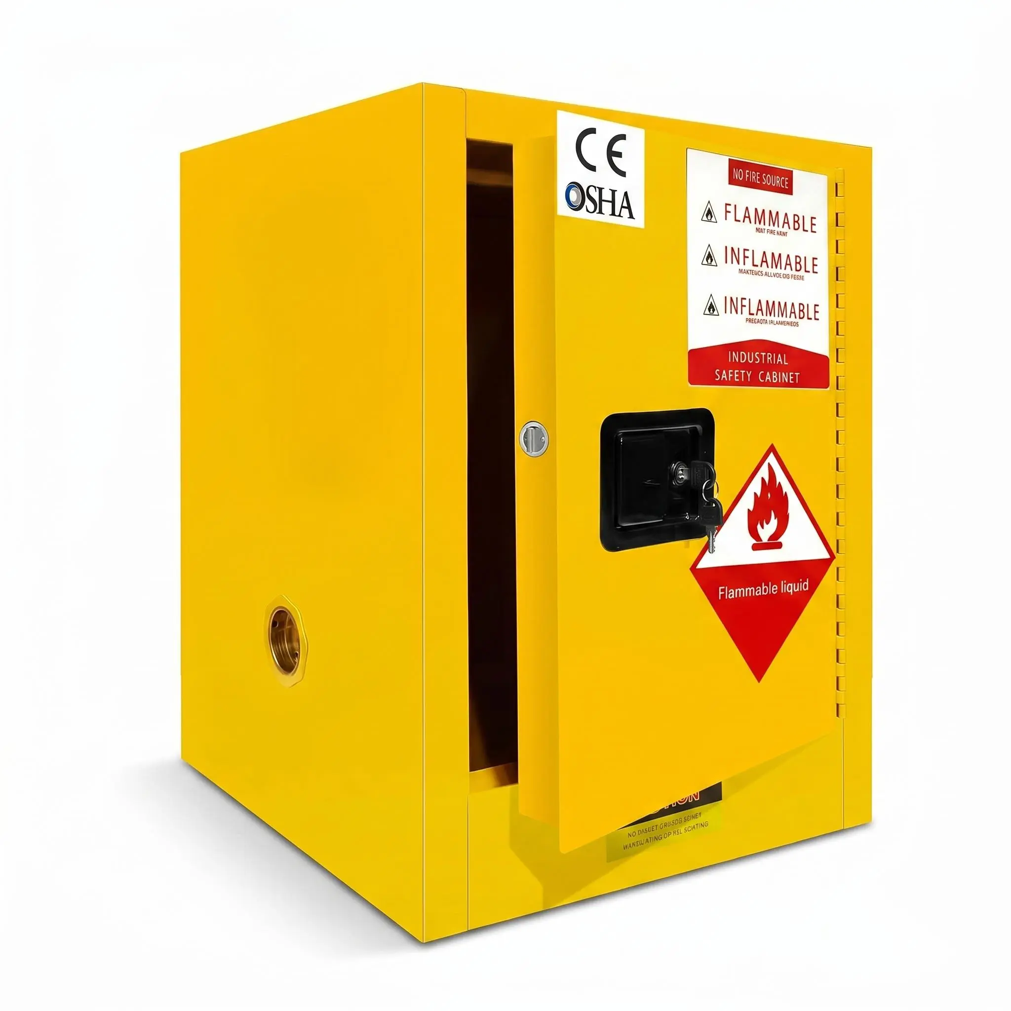 8 Gal Flammable Safety Cabinet - Galvanized Steel Double-Wall Chemical Storage Cabinet with Adjustable Shelves, Key Lock, Self-Closing Doors for Workshop, Garage Combustible Chemicals Flammable Storage