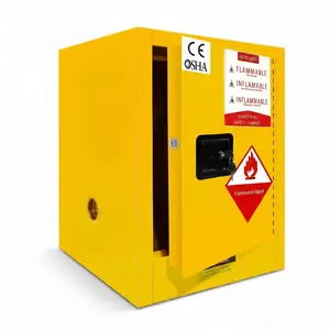 8 Gallon Yellow Flammable Safety Cabinet, Fireproof Steel Chemical Storage Cabinet with Adjustable Shelves, Hazardous Material Locker for Gasoline, Paint, Solvents and Flammable Liquids, Industrial & Home Use