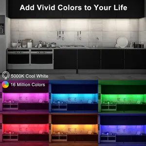 6Pcs RGB Under Cabinet Lights Plug in, 12 Inch Under Cabinet Lighting Kit, Closet Lights with Smart APP Remote & Adapter, Dimmable Under Counter Lights for Kitchen, Shelf, Workbench, Desk, Bookcase