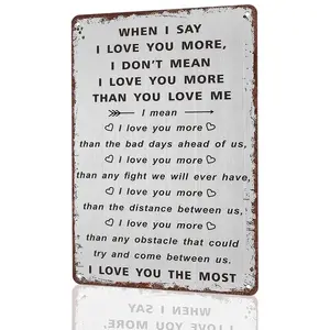 12"x8" Rustic Aluminum Love Sign - "I Love You The Most" Heartfelt Couple Quote Design - Ideal Valentine's Gift for Him/Her