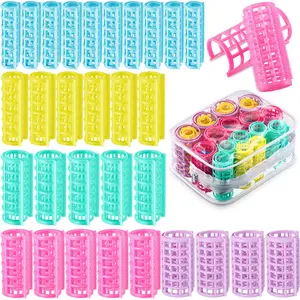 30 Pack Plastic Hair Rollers - Self-Grip Curlers in 5 Sizes, No Heat Required for DIY Hair Styling and Salon Use