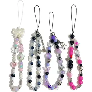 F-PCS04  Phone Charms Cute Beaded Phone Lanyard Wrist Strap Aesthetic CellPhone Keychain Cute PhoneCharms for Women
