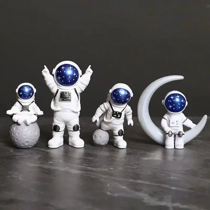 4-Piece Astronaut Figurine Set Space Explorer Models Educational Toys for Kids Home Desktop Decor Children's Gifts