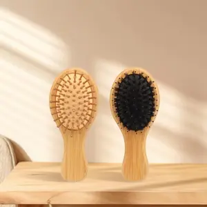 Portable Mini Cushion Hair Brush - Soft Nylon Bristles, Works for Wet & Dry Hair, Ideal Travel Companion, Perfect Stocking Stuffer Gift, Hair Detangling Comb, Hair Care Comb