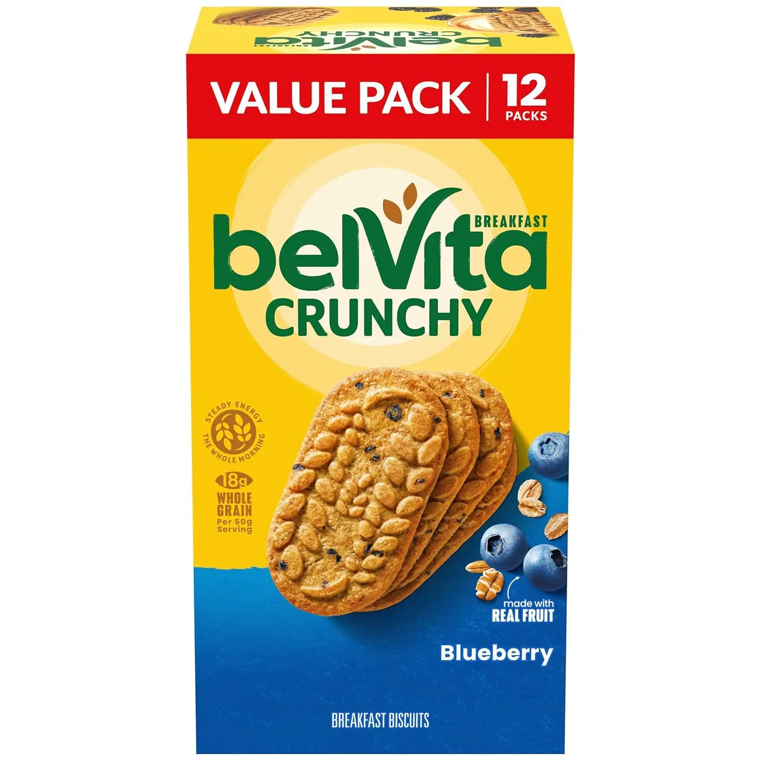 Breakfast Bars Biscuits, Blueberry, Value Pack, 12 Packs (4 Biscuits Per Pack)