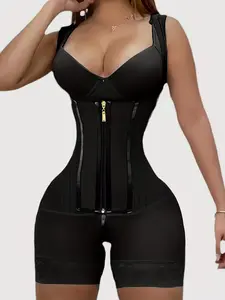 1 PC Tummy Control Waist Trainer Shapewear Bodysuit, Fajas, Moldeadoras Zipper Full Body Shaper, Butt Lifting And Tummy Control Tight-Fitting Romper, Waist Cincher, Colombian Shapewear, Suitable for Daily, Sport, Gym, Womenswear